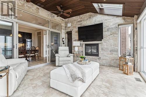 56 Aquamarine Drive, Hamilton, ON - Indoor Photo Showing Living Room With Fireplace