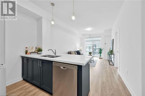 470 Dundas Street E Unit# 801, Waterdown, ON - Indoor Photo Showing Kitchen With Double Sink With Upgraded Kitchen