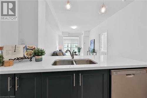 470 Dundas Street E Unit# 801, Waterdown, ON - Indoor Photo Showing Kitchen With Double Sink