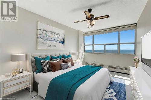 Photo Virtually Staged - Master bedroom - 2263 Marine Drive Unit# 1505, Oakville, ON - Indoor Photo Showing Bedroom