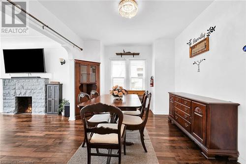 93 Fairfield Avenue, Hamilton, ON - Indoor Photo Showing Dining Room With Fireplace