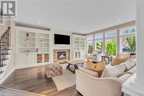 20 Lampman Drive, Hamilton, ON - Indoor Photo Showing Living Room With Fireplace