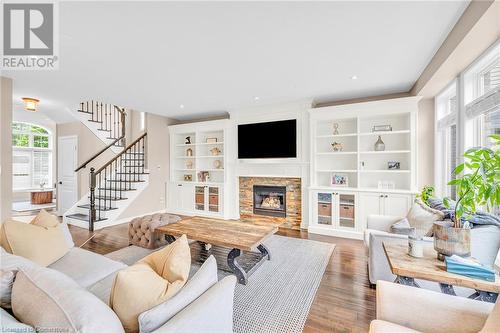 20 Lampman Drive, Hamilton, ON - Indoor Photo Showing Living Room With Fireplace