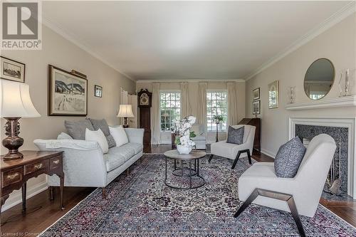 2142 Side Road 1, Burlington, ON - Indoor Photo Showing Living Room With Fireplace