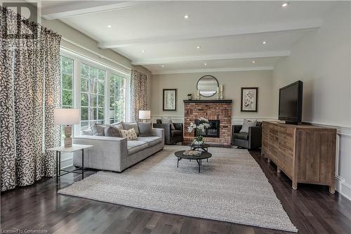 4016 Lantern Lane, Burlington, ON - Indoor Photo Showing Living Room With Fireplace