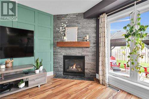 63 Edna Avenue, Hamilton, ON - Indoor Photo Showing Living Room With Fireplace