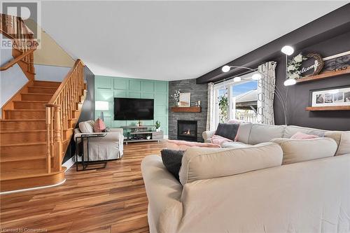 63 Edna Avenue, Hamilton, ON - Indoor Photo Showing Living Room With Fireplace