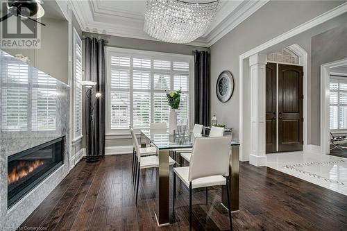 87 Parker Avenue, Ancaster, ON - Indoor Photo Showing Dining Room With Fireplace