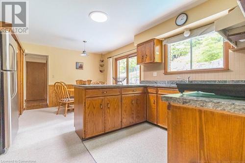 Spacious eat in kitchen w/ Soapstone countertops - 640 Governors Road, Dundas, ON - Indoor Photo Showing Kitchen