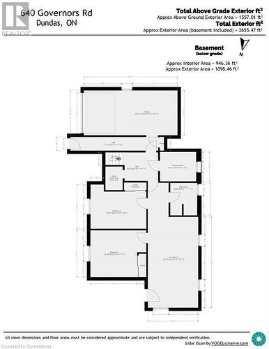 the 2 bedrooms are grade level and add to the upper level. sq.  footage of 1431.79. sq. ft. therefore; 128.67 + 142.35 + 1431.79 total. sq. feet = 1702.81 - 640 Governors Road, Dundas, ON - Other