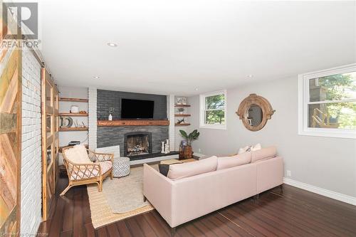 253 Ridge Road W, Grimsby, ON - Indoor Photo Showing Living Room With Fireplace