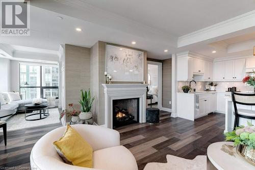 2060 Lakeshore Road Unit# 1201, Burlington, ON - Indoor Photo Showing Living Room With Fireplace