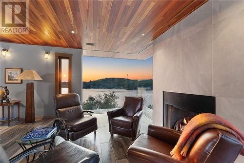 1293 Dew Drop Road, Sudbury, ON - Indoor Photo Showing Living Room With Fireplace