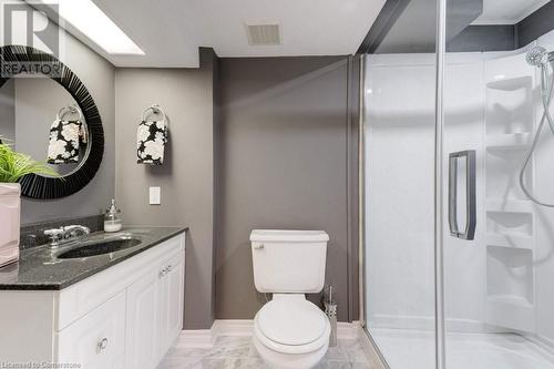 Lovely LL updated 3 pc Bathroom w/w-i Shower  2023 - 2182 Maplewood Drive, Burlington, ON - Indoor Photo Showing Bathroom