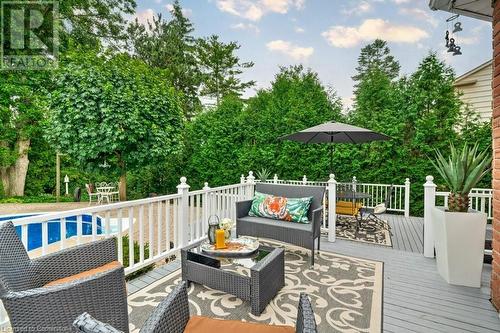 Two Tier Deck & Railings freshly painted 2024. - 2182 Maplewood Drive, Burlington, ON - Outdoor With Deck Patio Veranda