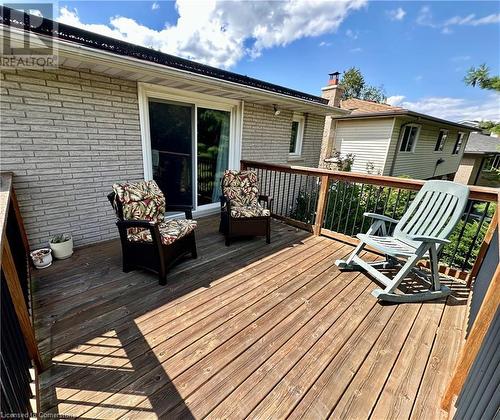 Master bedroom deck overlooking the tranquil backyard and peaceful Bruleville Nature park , a great way to relax and enjoy your morning coffee - 16 Flamingo Drive, Hamilton, ON - Outdoor With Deck Patio Veranda With Exterior