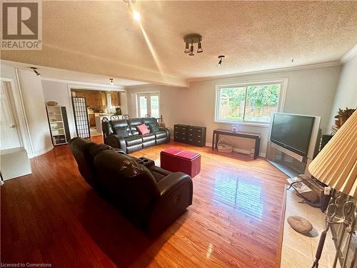 Lower 3rd level Dining room and Family room with cozy wood burning fire place and a walk out to your back yard oasis perfect for entertaining or just relaxing - 16 Flamingo Drive, Hamilton, ON - Indoor Photo Showing Living Room