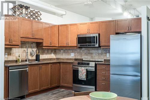 66 Bay Street S Unit# 118, Hamilton, ON - Indoor Photo Showing Kitchen With Stainless Steel Kitchen