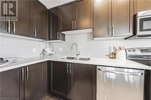 90 Charlton Avenue W Unit# 802, Hamilton, ON - Indoor Photo Showing Kitchen With Stainless Steel Kitchen With Double Sink With Upgraded Kitchen