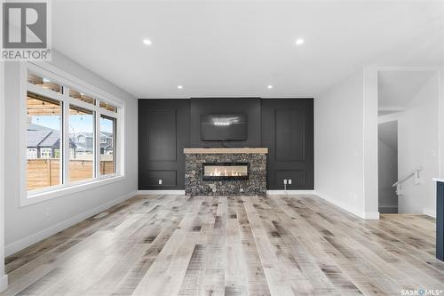 206 Germain Court, Saskatoon, SK - Indoor Photo Showing Living Room With Fireplace