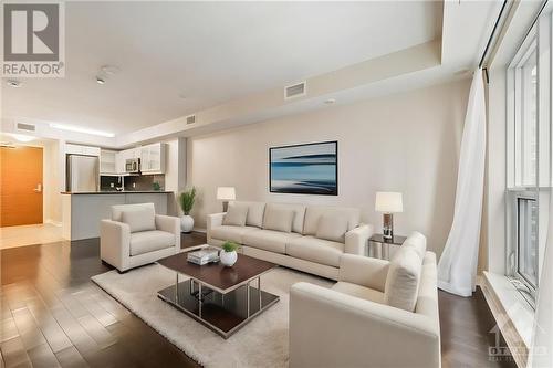 This photo has been virtually staged. - 195 Besserer Street Unit#1806, Ottawa, ON - Indoor Photo Showing Living Room