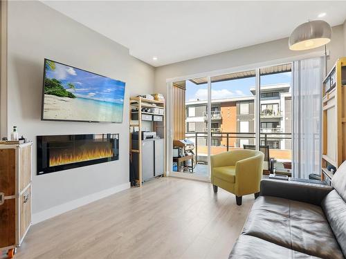 302-967 Whirlaway Cres, Langford, BC - Indoor Photo Showing Living Room With Fireplace