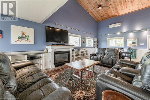 1291 Old #8 Highway, Flamborough, ON - Indoor Photo Showing Living Room With Fireplace