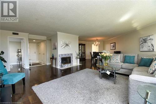 150 Wilson Street W Unit# Ph3, Ancaster, ON - Indoor Photo Showing Living Room With Fireplace