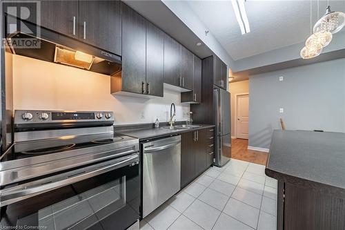 90 Charlton Avenue W Unit# 502, Hamilton, ON - Indoor Photo Showing Kitchen With Stainless Steel Kitchen