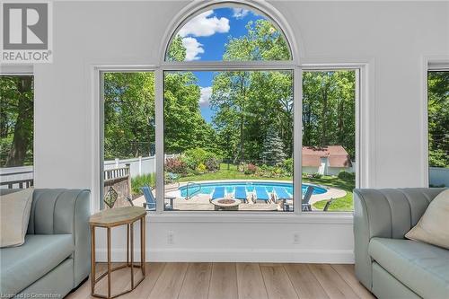 Great Room with view of Inground Pool - 486 Winniett Street, Caledonia, ON - Indoor