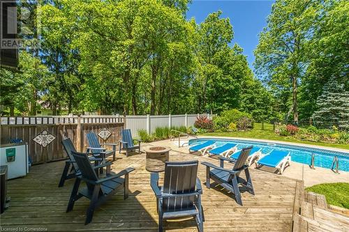 Inground Pool - 486 Winniett Street, Caledonia, ON - Outdoor With In Ground Pool With Deck Patio Veranda