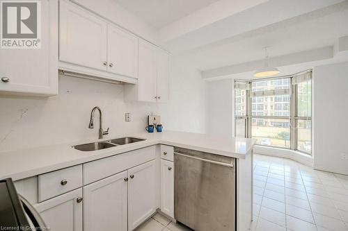 67 Caroline Street S Unit# 302, Hamilton, ON - Indoor Photo Showing Kitchen With Double Sink