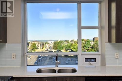 150 Main Street W Unit# 603, Hamilton, ON - Indoor Photo Showing Kitchen With Double Sink