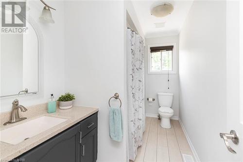 4 piece Bathroom, New Vinyl Flooring - 47 Simson Avenue, Simcoe, ON - Indoor Photo Showing Bathroom