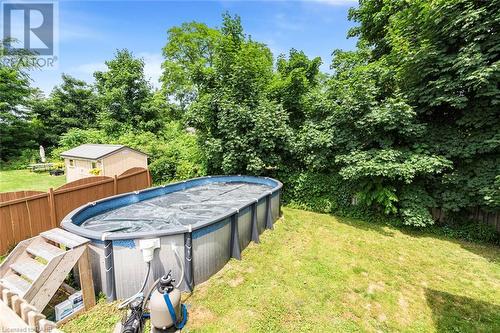 On Ground Pool. Private, Fully Fenced Yard. - 47 Simson Avenue, Simcoe, ON - Outdoor With Above Ground Pool