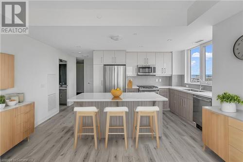 * Virtually Staged - 2007 James Street Unit# 707, Burlington, ON - Indoor Photo Showing Kitchen With Stainless Steel Kitchen With Double Sink