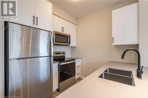 120 Springvalley Crescent Unit# 302, Hamilton, ON - Indoor Photo Showing Kitchen With Double Sink