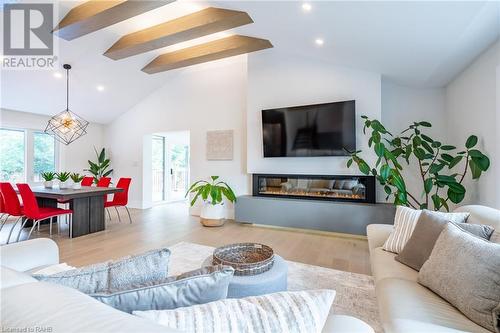 675 Scenic Drive, Hamilton, ON - Indoor Photo Showing Living Room With Fireplace