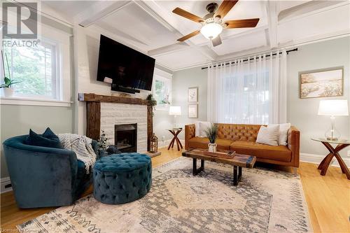 1227 Lockhart Road, Burlington, ON - Indoor Photo Showing Living Room With Fireplace