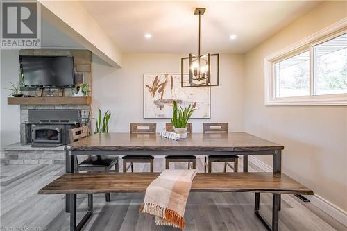 4315 Highway #6 Highway, Glanbrook, ON - Indoor Photo Showing Dining Room With Fireplace