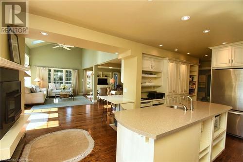 Kitchen looking into Family Room - 24 John Street E, Waterdown, ON - Indoor Photo Showing Kitchen With Upgraded Kitchen