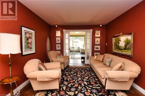 Living Room with French doors and pocke doors - 24 John Street E, Waterdown, ON - Indoor Photo Showing Living Room