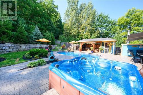 45 Bell Avenue, Grimsby, ON - Outdoor With In Ground Pool With Deck Patio Veranda With Backyard