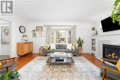 80 Huxley Avenue S, Hamilton, ON - Indoor Photo Showing Living Room With Fireplace