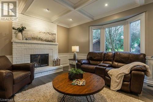 203 Bluebell Crescent, Ancaster, ON - Indoor Photo Showing Living Room With Fireplace