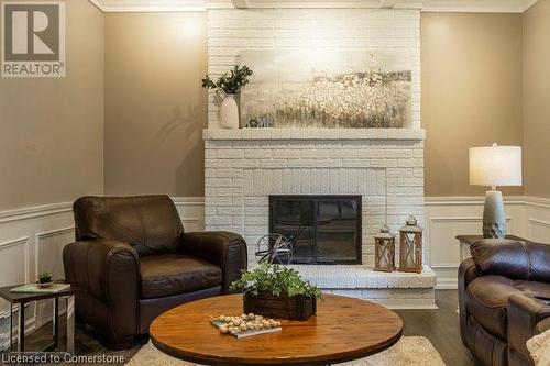 203 Bluebell Crescent, Ancaster, ON - Indoor Photo Showing Living Room With Fireplace