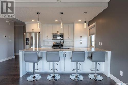 308 2800 Lakeview Drive, Prince Albert, SK - Indoor Photo Showing Kitchen With Stainless Steel Kitchen With Upgraded Kitchen