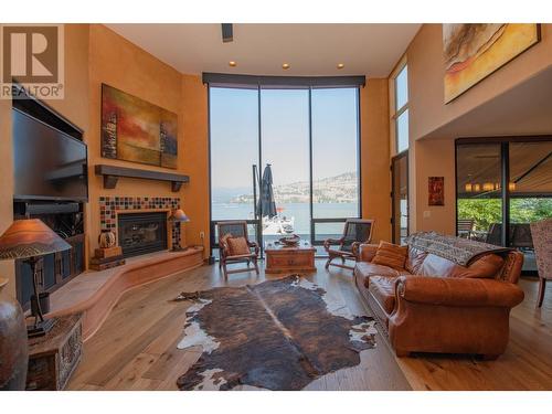 8595 Okanagan Landing Road, Vernon, BC - Indoor Photo Showing Living Room With Fireplace