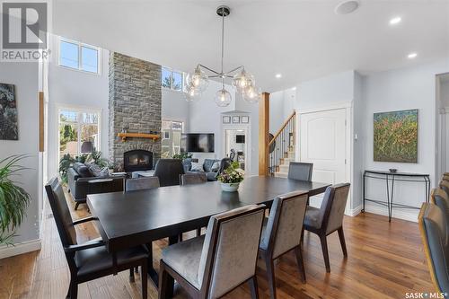 1027 15Th Street E, Saskatoon, SK - Indoor Photo Showing Dining Room With Fireplace