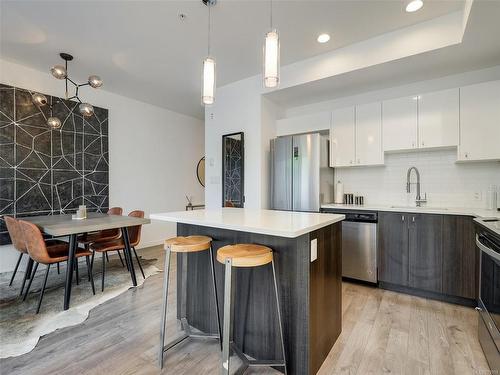 318-767 Tyee Rd, Victoria, BC - Indoor Photo Showing Kitchen With Stainless Steel Kitchen With Upgraded Kitchen